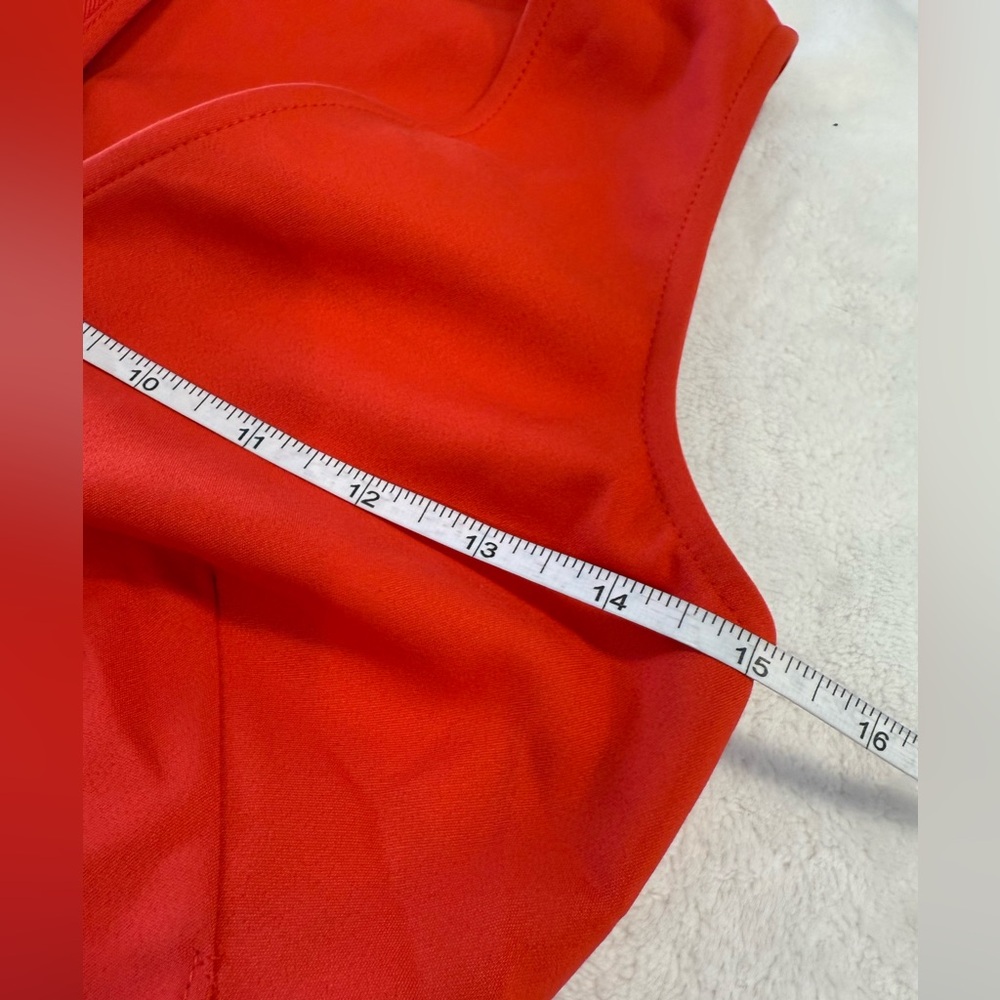 1. State vibrant red contemporary midi dress side cutouts V neck front pleat XS - Picture 5 of 8